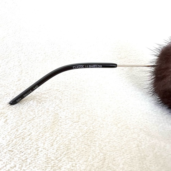 Saint Laurent Metallic Classic 11 Shields 59mm Mink Fur-Trim Sunglasses - Picture 13 of 14